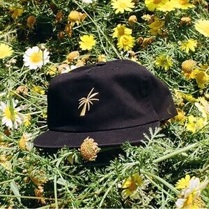 Black Baseball Cap with Yellow Palm Logo